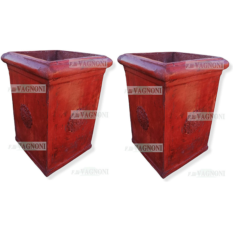 N° 2 VASI IN CEMENTO PILONE TIPO TERRACOTTA CM. 40x40x60